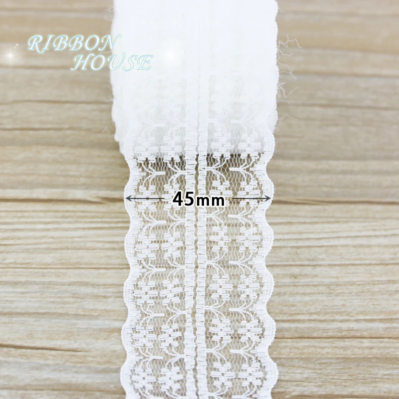 (5 Yards/roll) 45mm White Lace Fabric Webbing Decoration Gift Packing Material Handmade DIY Laces