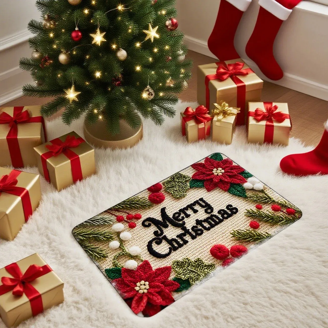 عيد الميلاد سجادة باب الأحمر سانتا كلوز في الهواء الطلق والداخلية الزنجبيل رجل السجاد السنة الجديدة 2026 عيد ميلاد سعيد ديكور المنزل القدم حصيرة #3