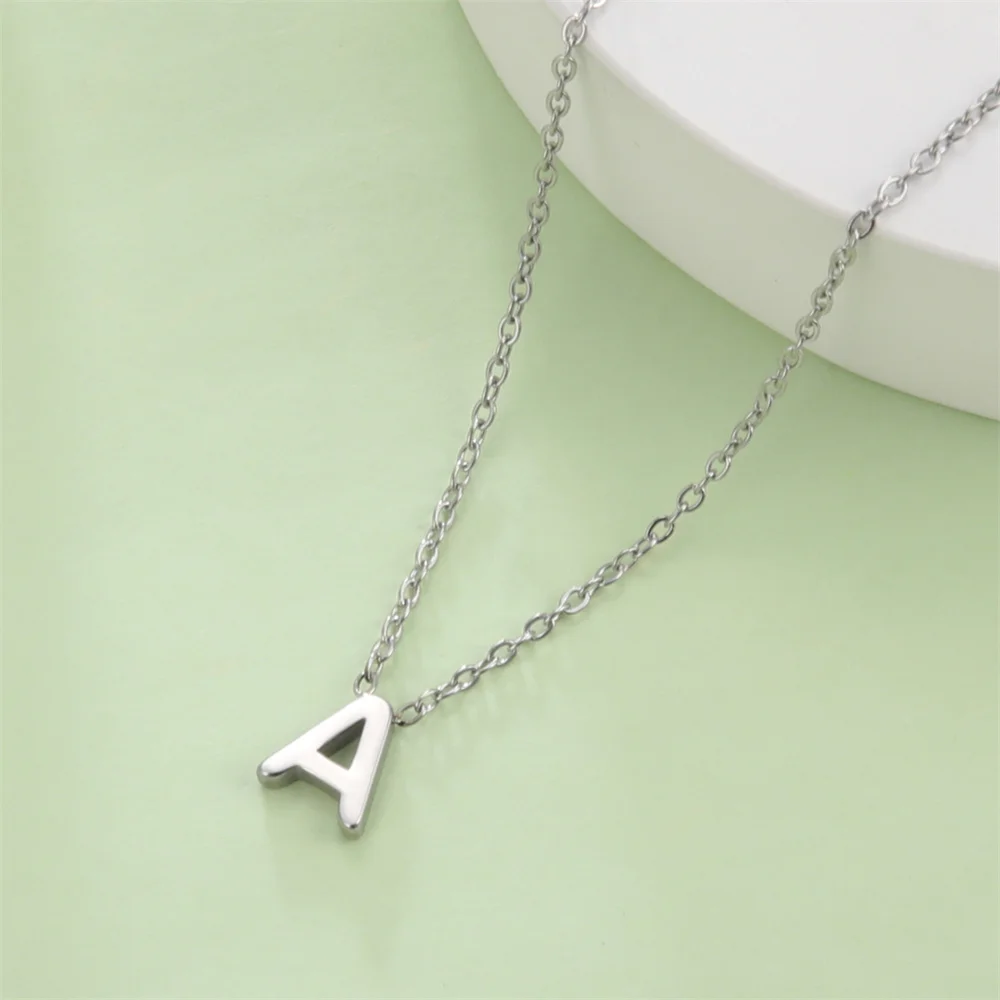Initialen-Halsketten A-Z für Damen, Elegante Ketten, Choker, 26 Buchstaben-Anhänger, Edelstahl-Schmuck, Collier Femme – Detail 24