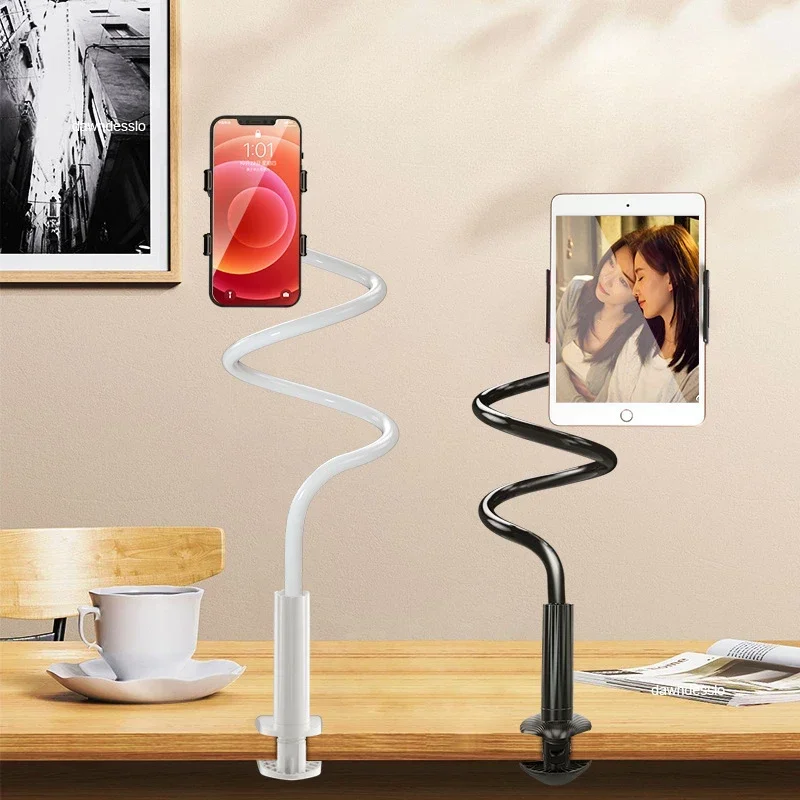 Lazy Bedside Desktop Mobile Phone Clamp Bracket Flexible Long Arm Lazy Bracket with Handle Overhead Live Phone Holders & Stands