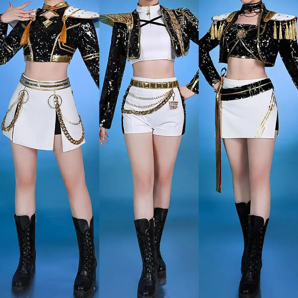 

HUNTRIX K-POP Demon Hunters Cosplay Rumi Zoey Mira Black Stage Uniform Halloween Costumes Women Top Skirt Jacket Headwear Wig