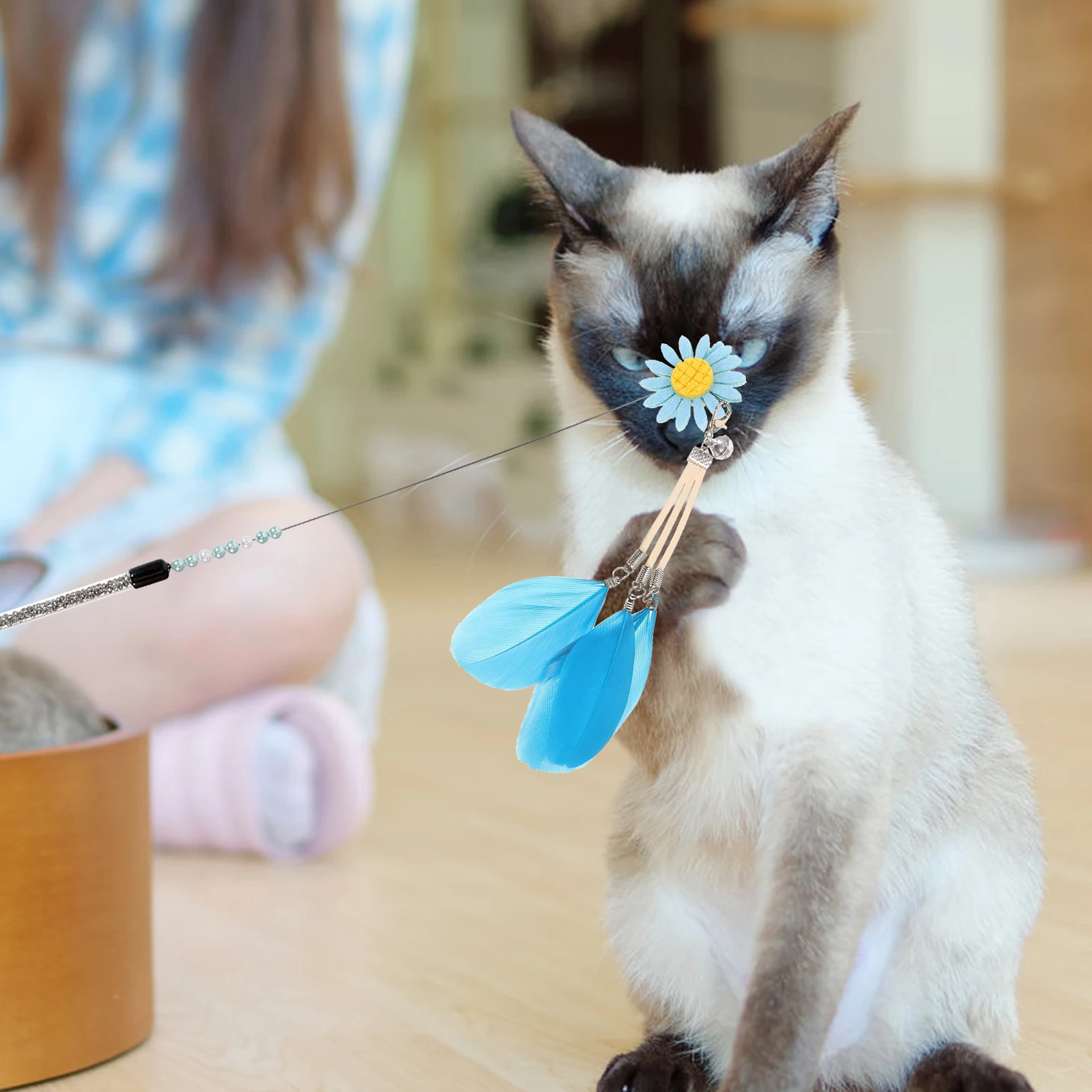

3 Pcs Cat Teaser Stick Set Pink Kitten Toy Interactive Cat Toys Flirting Stick Pet Supplies