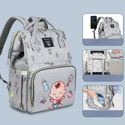 Printed mummy bag multifunctional shoulder fashionable cute mother and baby mother bag handheld nappy bag