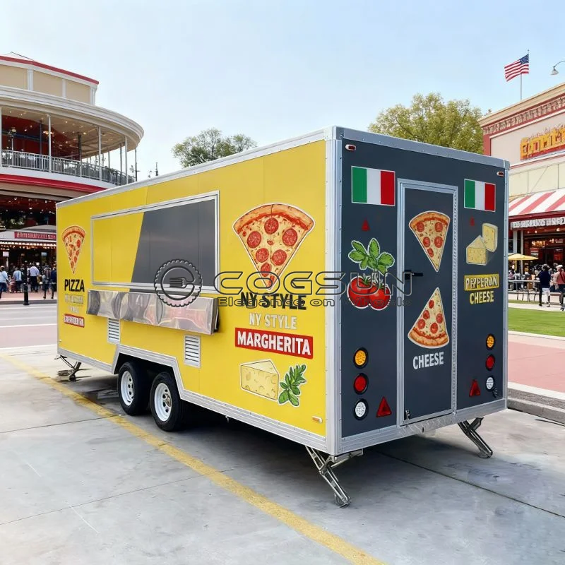 COGSUN Commercial Grade Mobile Food Truck Outdoor with Luxury Double Stack Oven Fryer Refrigeration   ﻿