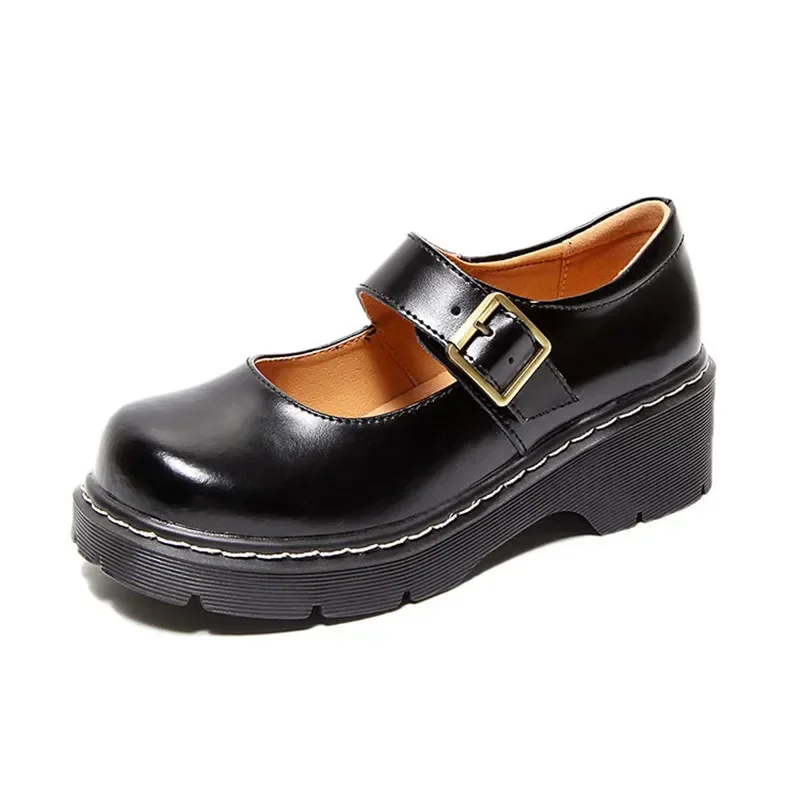 Women Flats British Style Oxford Shoes Women Autumn Soft Leather Casual Maid Shoes Retro Buckle Flats Dress Shoes for Women 2022