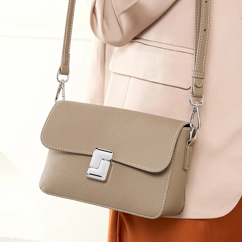 Genuine Leather Women\'s Square Underarm Shoulder Bag Ladies\' 2024 New High-quality Commuting Handbag, Casual Crossbody Small Bag