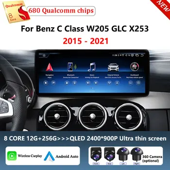 Android 16 Bezprzewodowy CarPlay Nawigacja GPS 4G WIFI BTCar Odtwarzacz Multimedialny do Mercedes Benz Klasy C W205 GLC X253 2015 - 2021