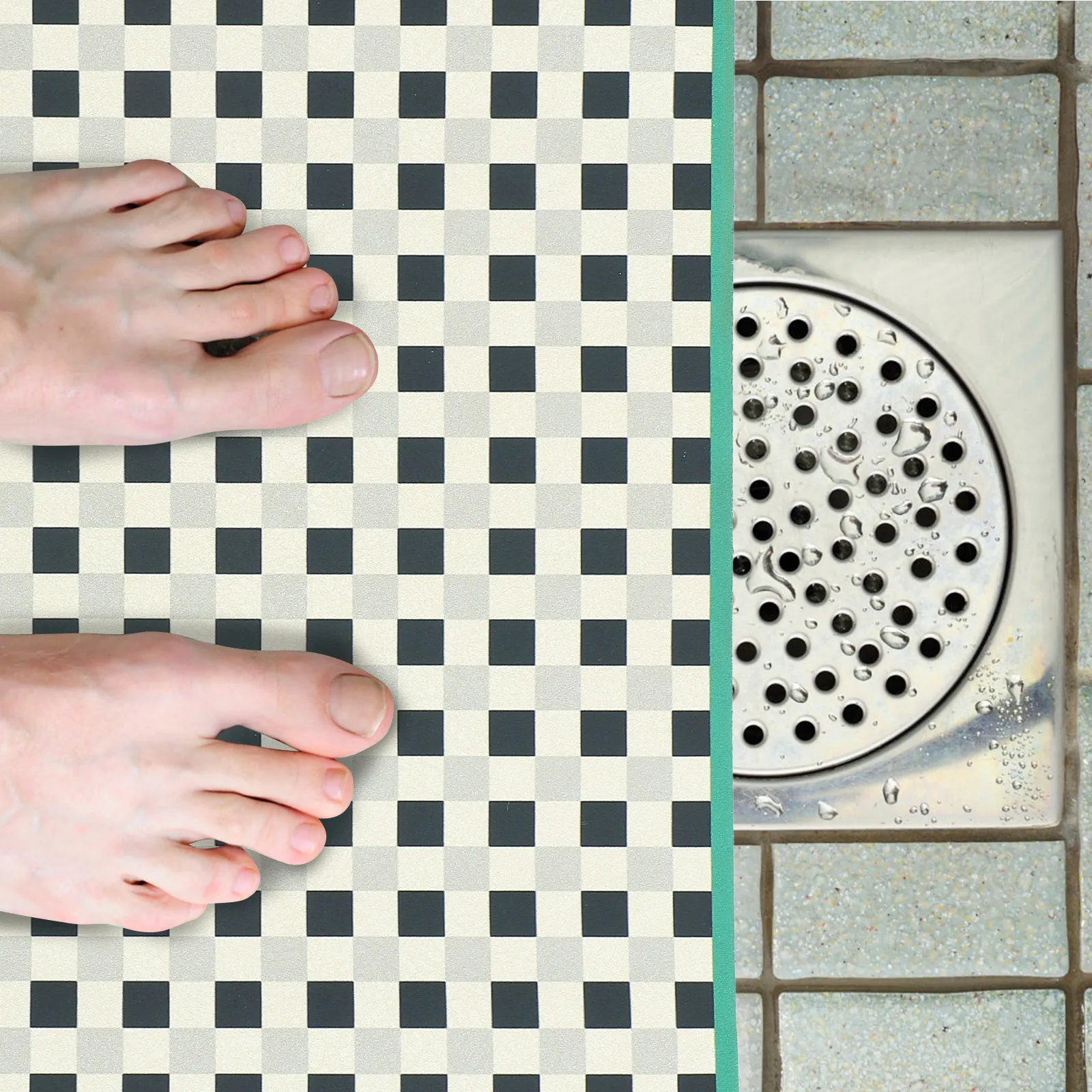 

Bathroom Floor Mat Anti slip Water Absorption Door Entrance Living Room Bedroom Rug 60x90cm Polyester Retro Check Pattern