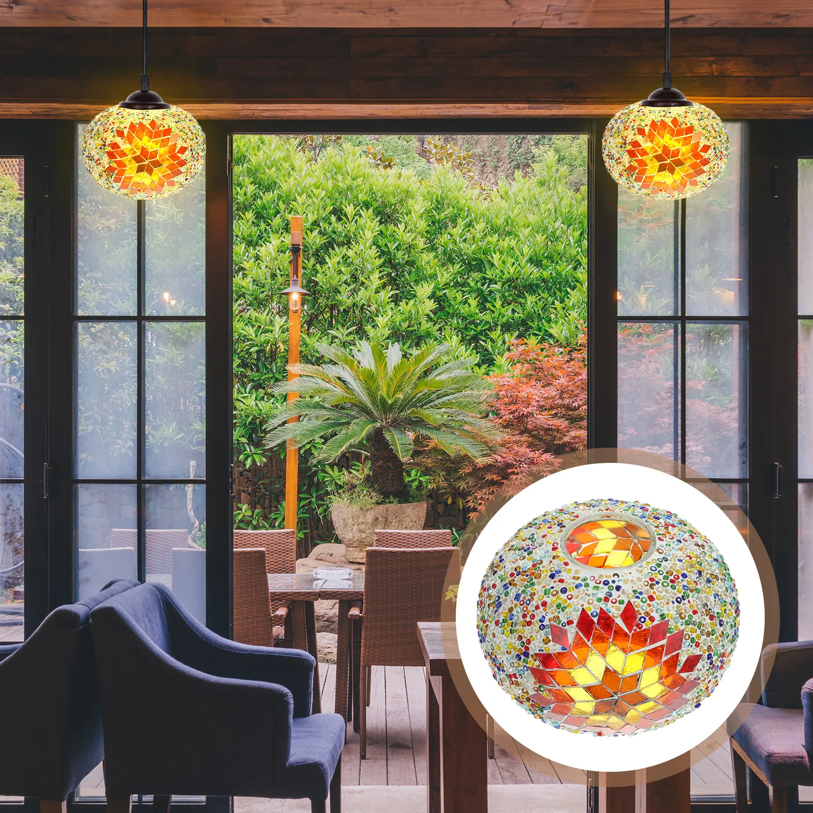 Stained Glass Lamp Shade Turkish Style Replacement Globe for Hanging Wall Table Desk Lamps Warm Diffused Light Elegant Decor