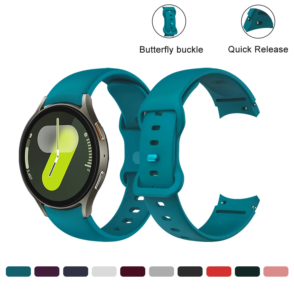 Band for Samsung Galaxy Watch 7 6 5 4 40/44mm Full Cover Butterfly Buckle Silicone Bracelet for Galaxy Watch 5 Pro 45mm Band