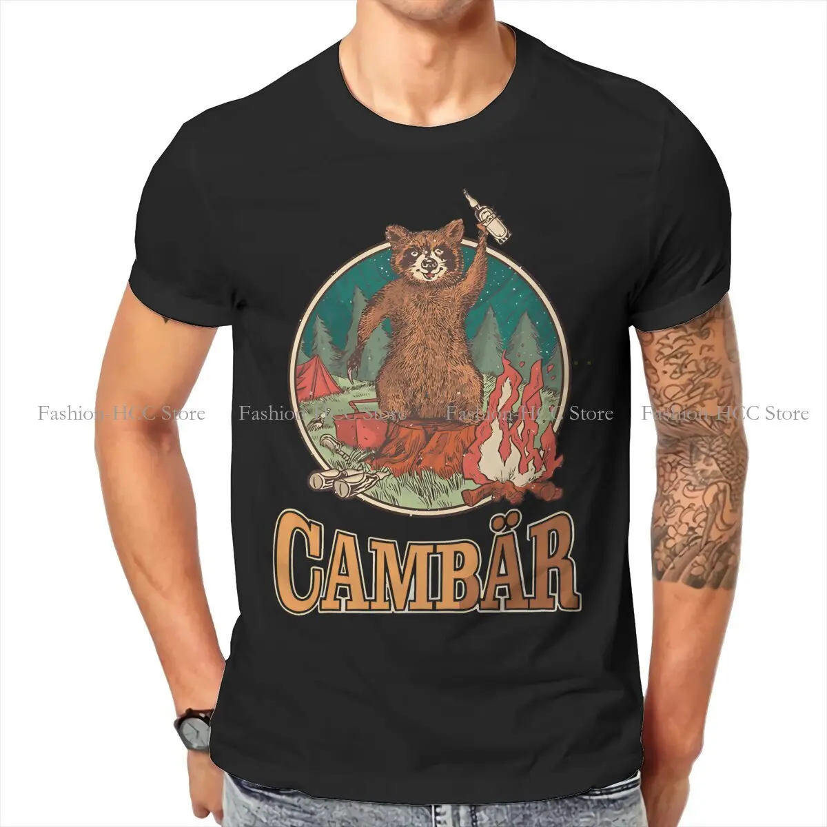 Smokey The Bear Camping Saying Funny Tshirt Harajuku Alternative Men's Tshirts Tops Large Cotton O-Neck T Shirt