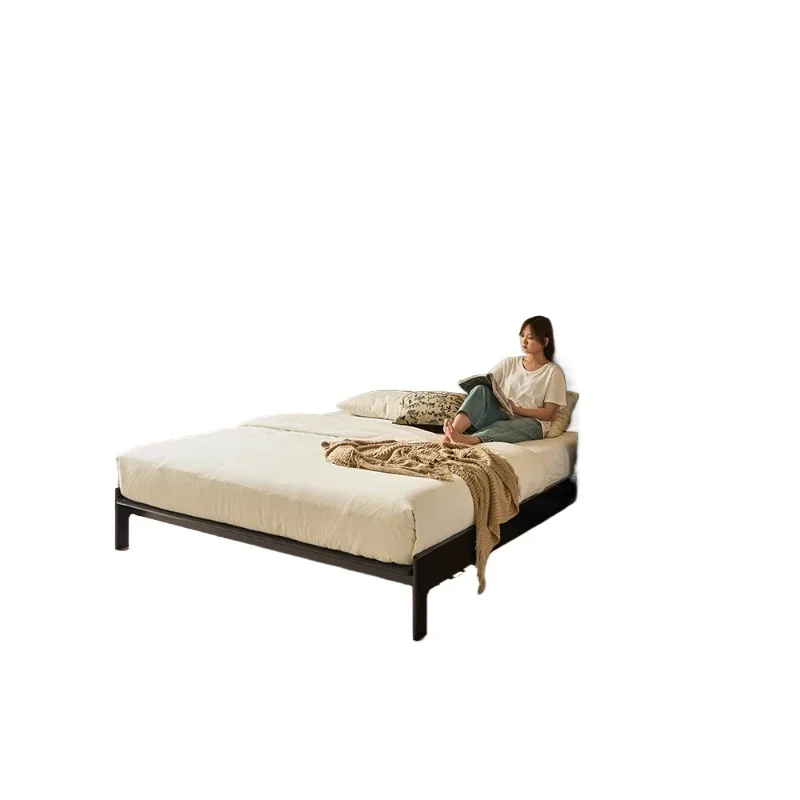 

French retro big bed 1.8 meters wedding bed small apartment bedroom double bed all solid wood black
