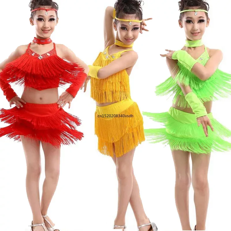 Moderne Meisje Latin Dance Jurk Voor Meisjes Samba Jurk Stijldansen Jurk Meisje Wedstrijd Dancewear Kids Kid Dance Kostuums