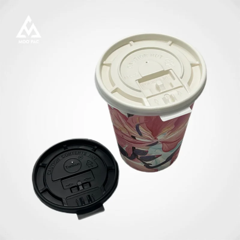 10 00piece.Custom.Eco Friendly New Design Full Cover Paper Cup PLA PE Lids Hot Cold Drink