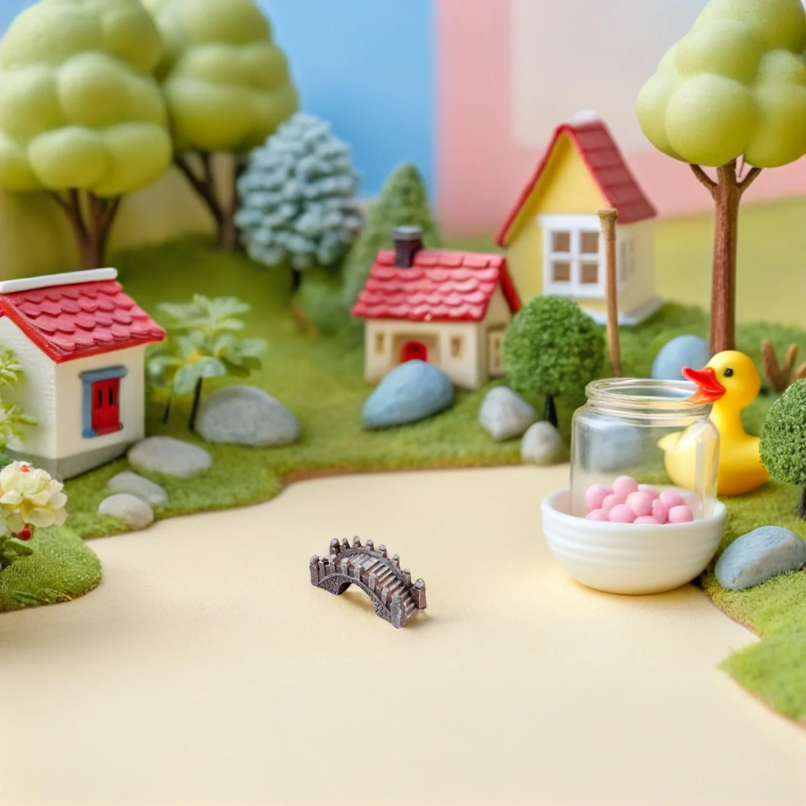 

4pcs Miniature Resin Durable Decorative Garden Yard Outdoor Indoor Micro Landscape Adornments Diy Bonsai Bridge