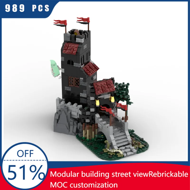 

989 PCS Medieval Tower Modular Customized Building Block Retro Architecture Model Display Toy Kids DIY Assembly Birthday Gifts