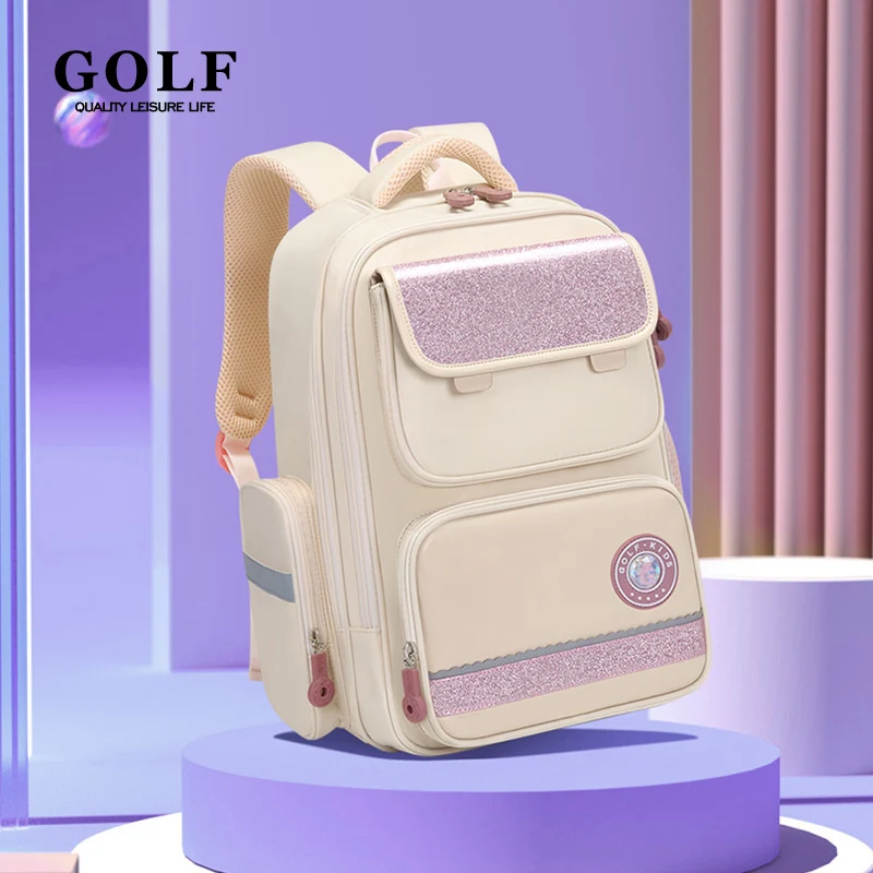 GOLF Primary School Students Reduce Burden backpack 1-6 Grade Large Capacity Children's Backpack Female Backpack Male