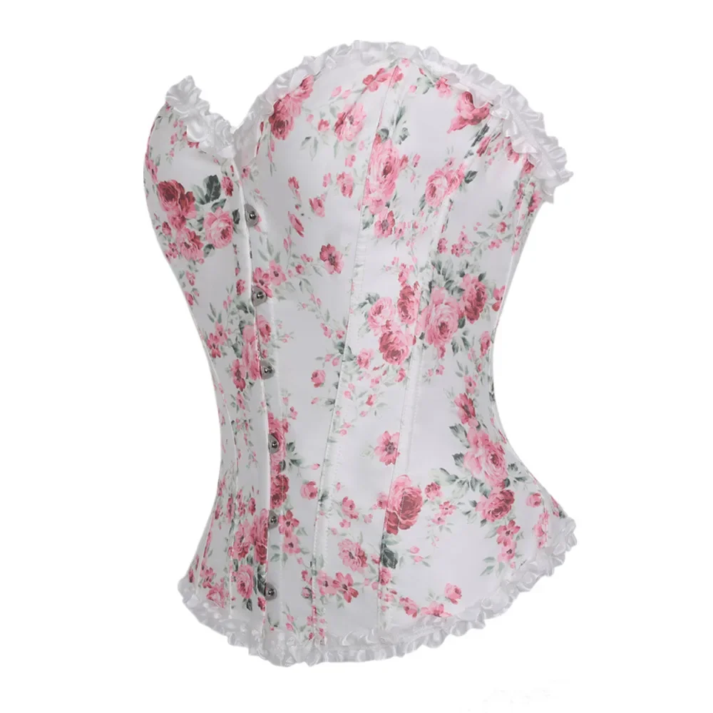 

Сексуальные корсеты, бюстье, кружевные топы с цветочным принтом для женщин, винтажный корсет с цветочным принтом, готическое нижнее белье, корсет с завышенной талией