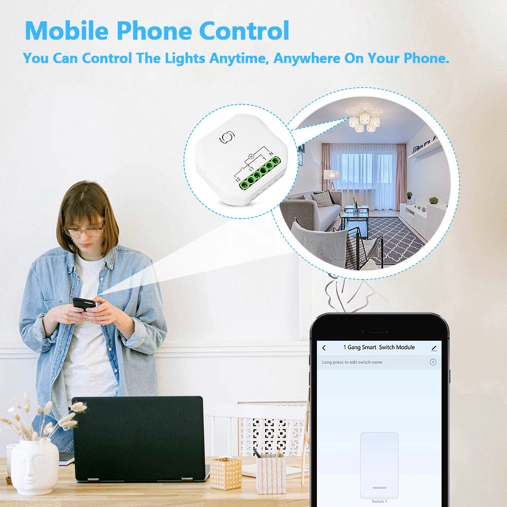TAWOIA Smart WiFi Switch Module DIY Light Dimmer Curtain Switch Smart Life App Remote Control Alexa Google Home Voice Control