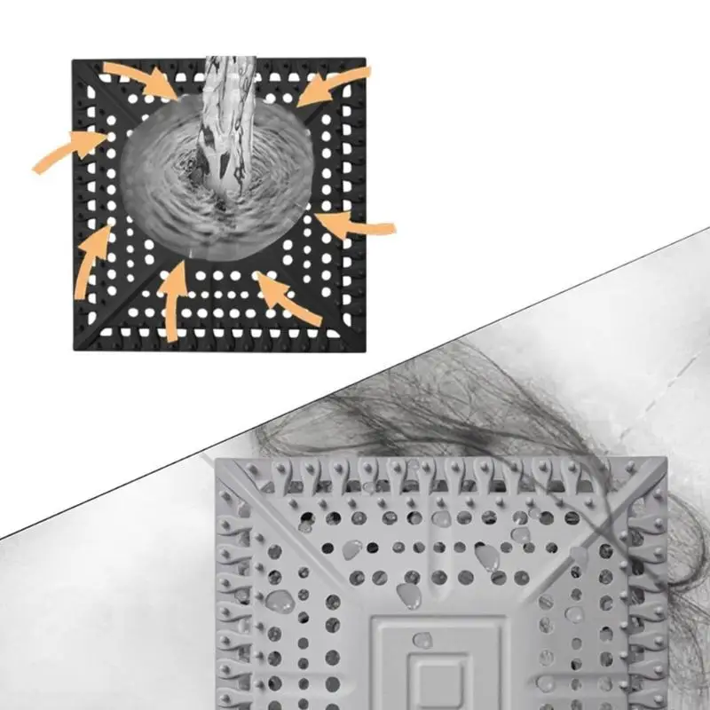 

652F Shower Hair Catcher Strainer Silicone Floor Drain Cover Anti-blocking Waste Catcher Shower Drain Pad Enduring