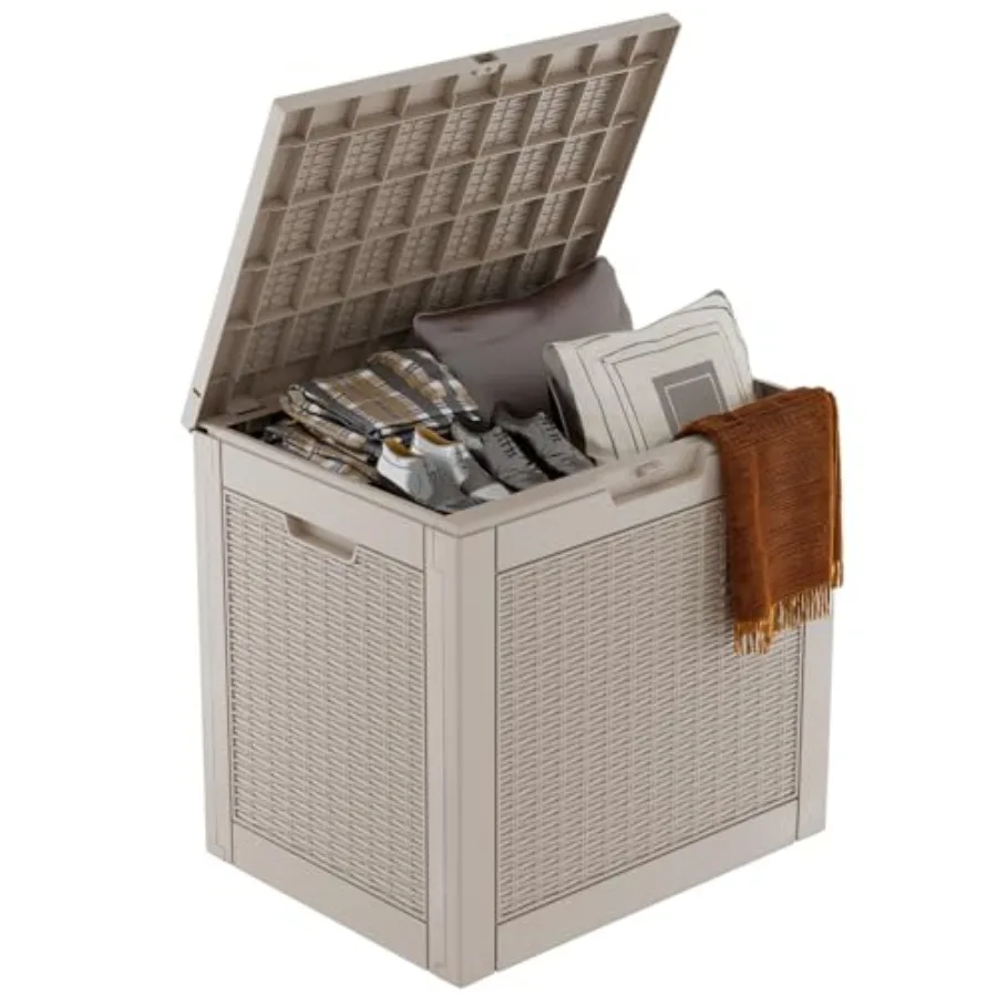 31 Gallon Deck Box, Outdoor Storage Box for Patio Cushion, Garden Tools, Waterproof Resin Storage Box,31 Gallon