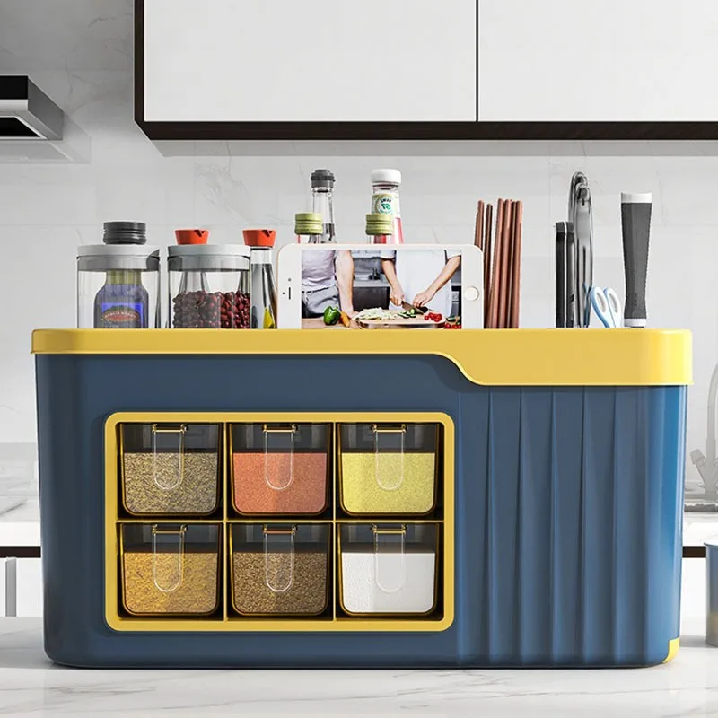 Kitchen Storage Organization Rack Multifunctional Seasoning Box Knife Rack Seasoning Storage Rack Can Kitchen Organizer Box