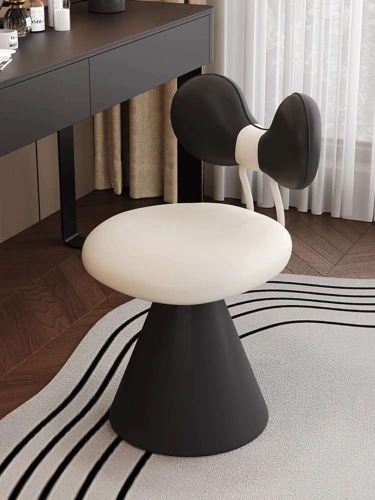 Nordic Modern Vanity Chair Designer Cloakroom Bedroom Chair Rotatable Black White Bow Backrest Chair Minimalist Home Furniture