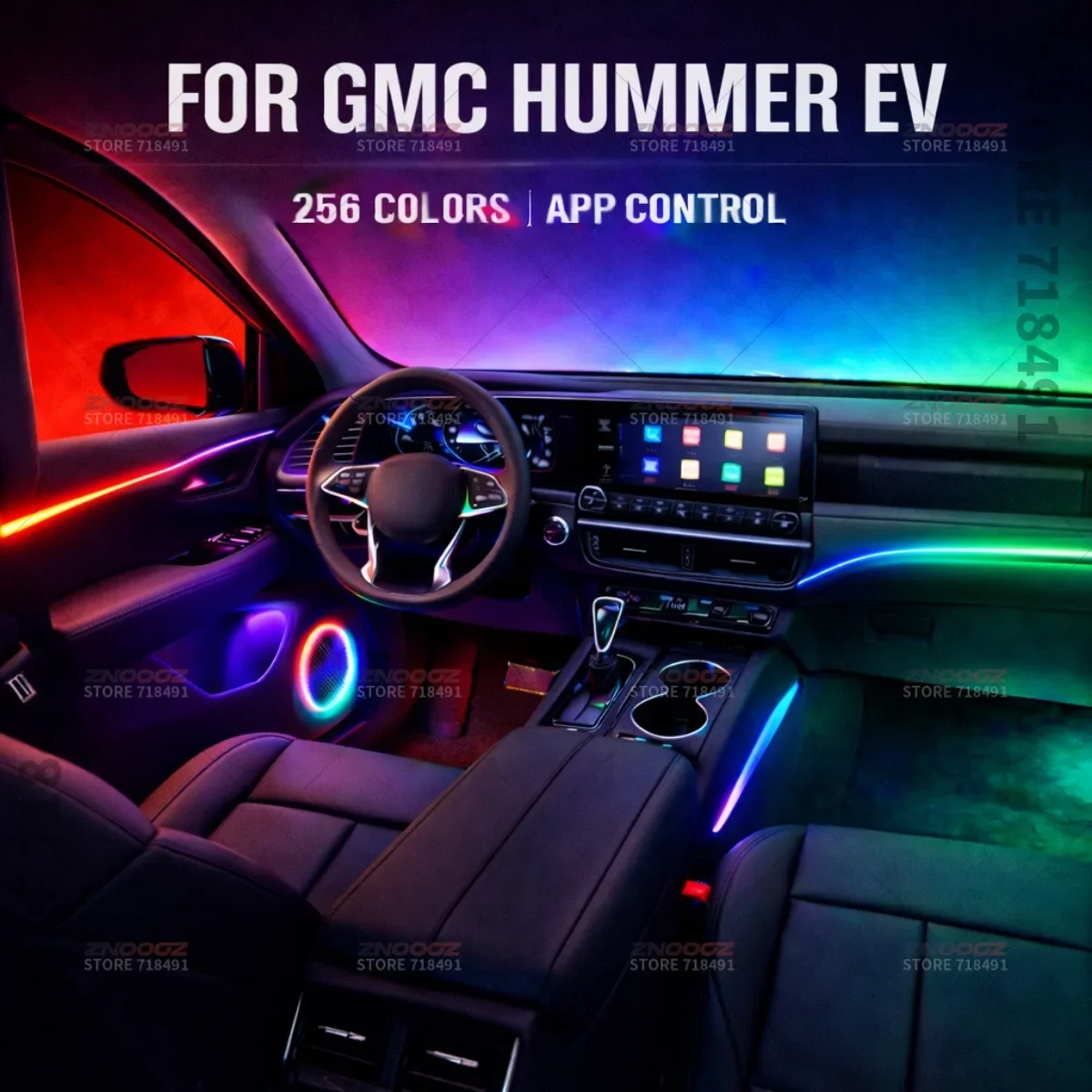 22in1 RGB Car Interior Acrylic Car Ambient Lights RGB Hidden Acrylic Strip Decoration Atmosphere Accessories For GMC Hummer EV