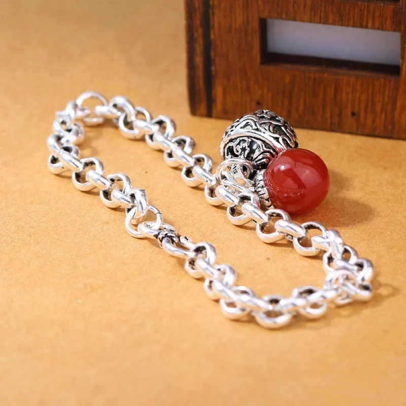 925 Sterling Silver Bracelet Cute Red Star Bell Vintage Geometric Punk For Woman Girl Fashion Jewelry Gift Dropship Wholesale