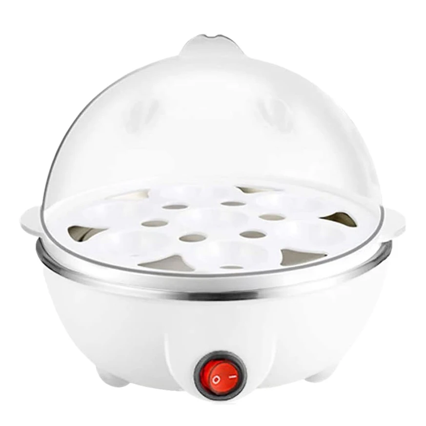 Electric Boiled Egg Cooker Boiler Maker Rapid Heating Stainless Steel Steamer Pan Cooking Tool,White EU Plug