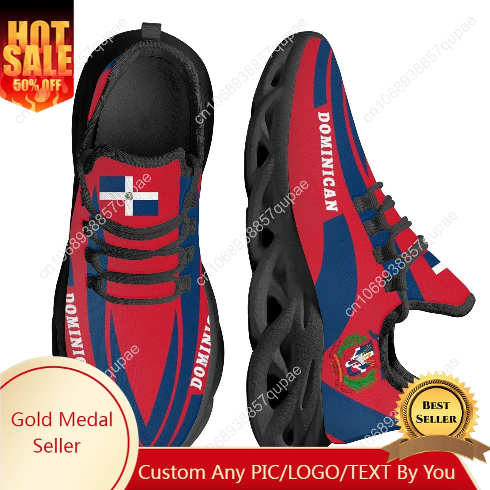 

Dominican Flag National Emblem Design Lightweight Breathable Platform Shoes Knitted Blade Shoes Sneakers Zapatos Custom Made