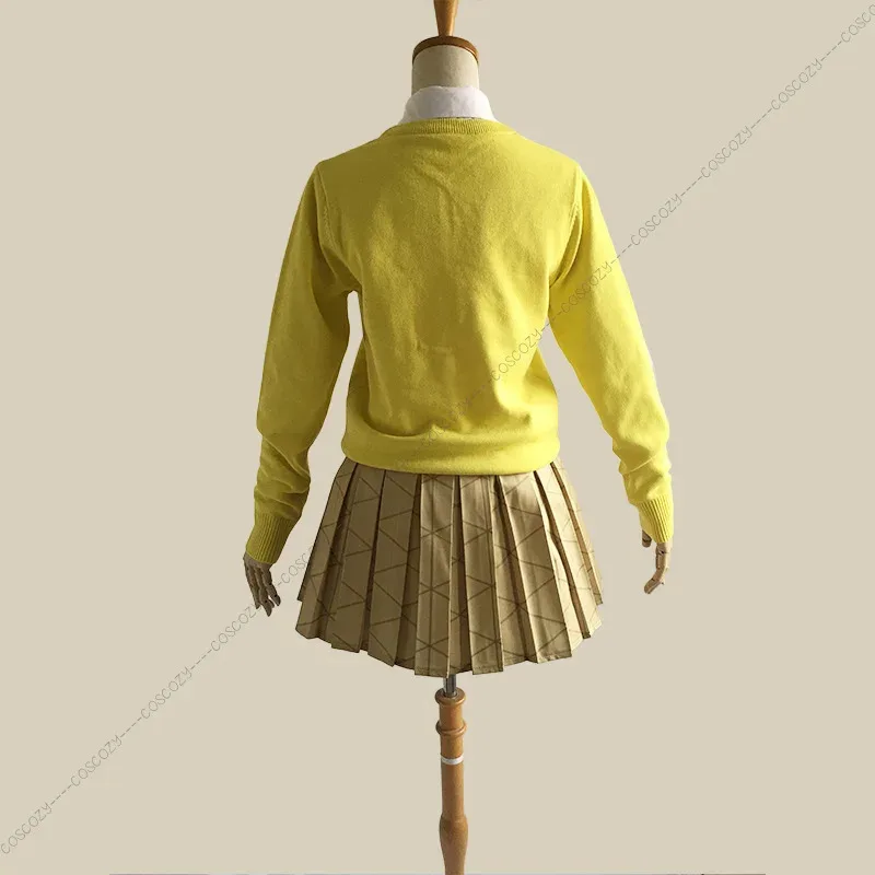 qq681Disfraz de Anime Kochou Shinobu, peluca escolar Agatsuma, traje de corbata de uniforme JK amarillo de Academia