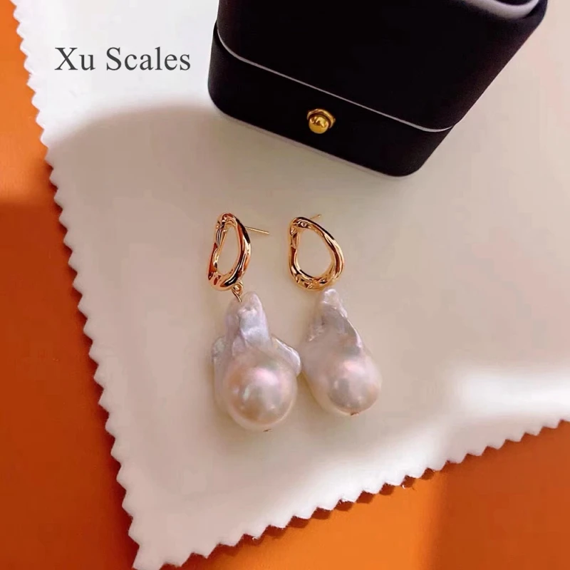 Handmade Design French Vintage Natural Irregular Baroque Freshwater Pearl Earrings Exaggerated Earrings Women\'s Jewelry Gifts