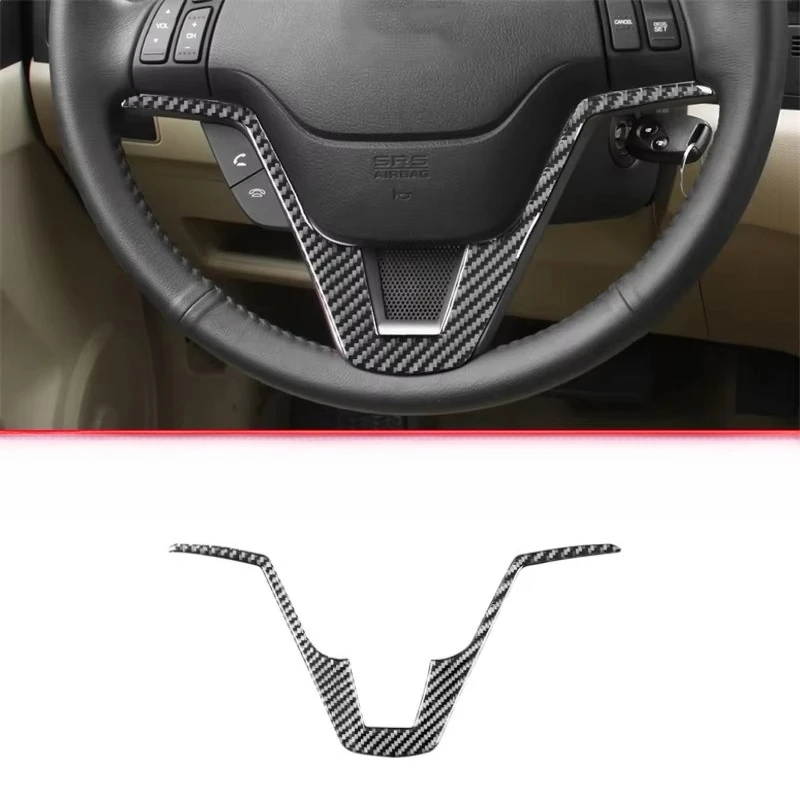 For Honda CRV 2007 2008 2009 2010 2011 Accessories Carbon Fiber Interior Car U Shape Steering Wheel Panel Cover Trim Sticker