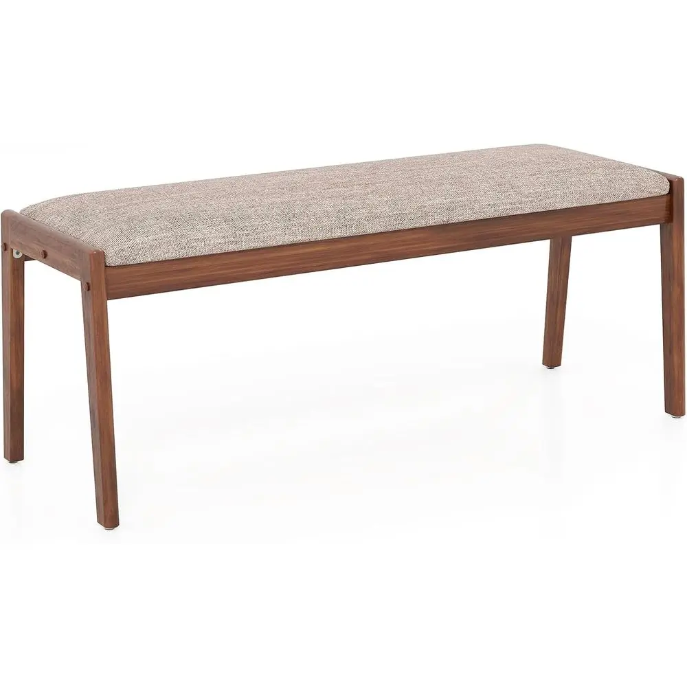 45 Fabric-Padded Entryway Bench with Rubberwood Legs, Supports 400lbs, Versatile for Dining, Bedroom, Kitchen, Beige