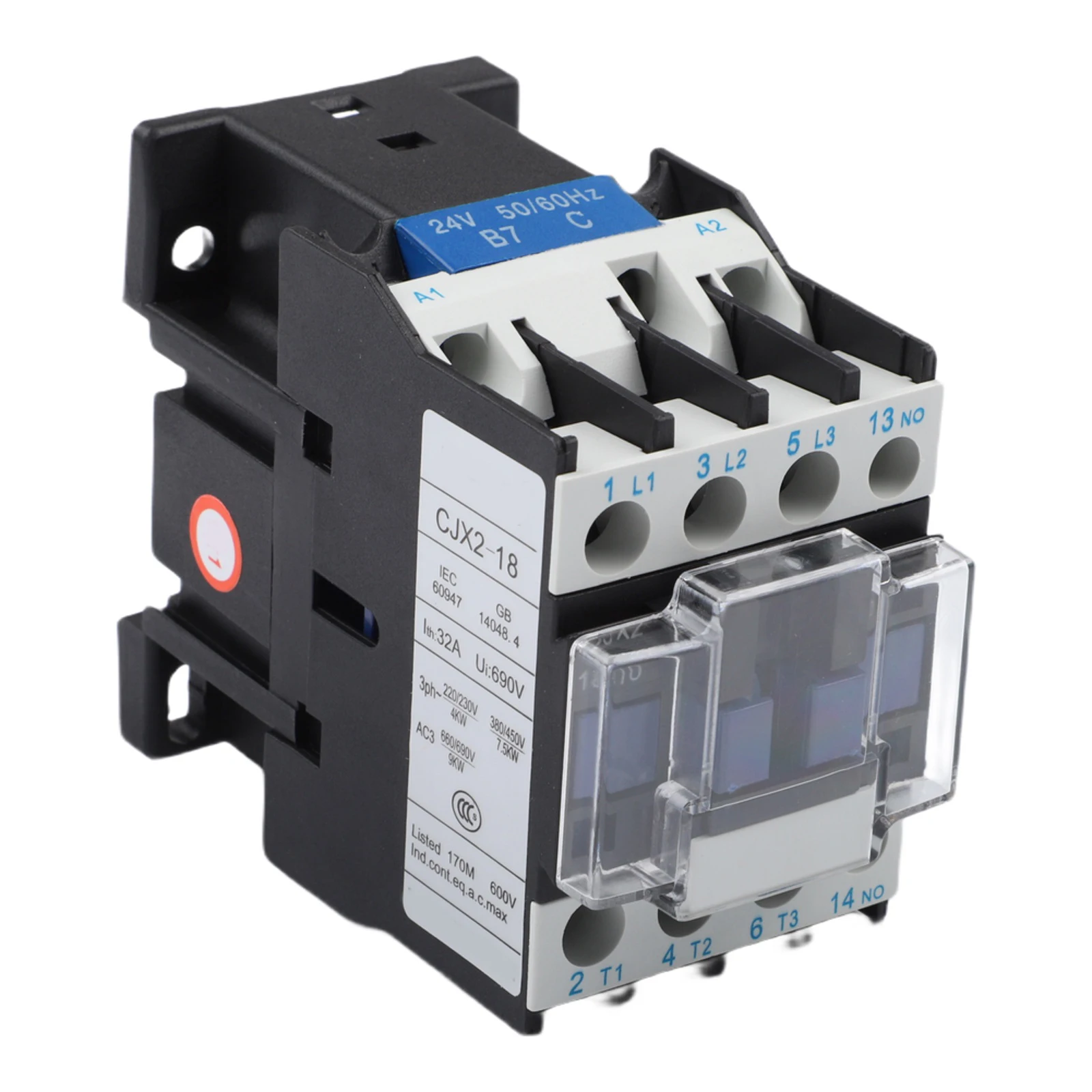 24V AC Power Contactor 32A 3Phase 1NO Motor Starter Relay with Silver Alloy Contact Material for Industrial Use