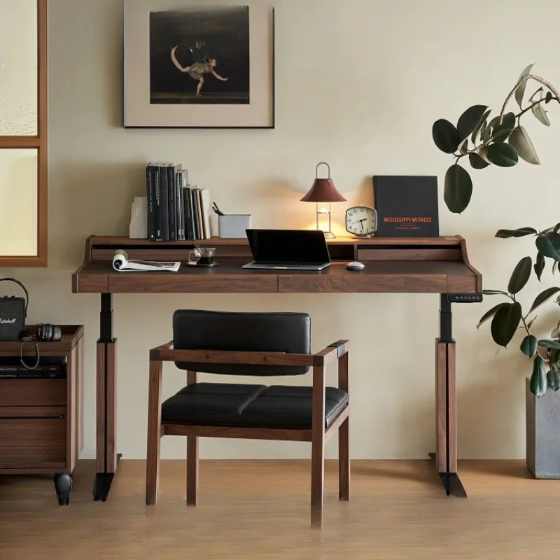 

Free lifting desk North American imported black walnut solid wood electric adjustable study home