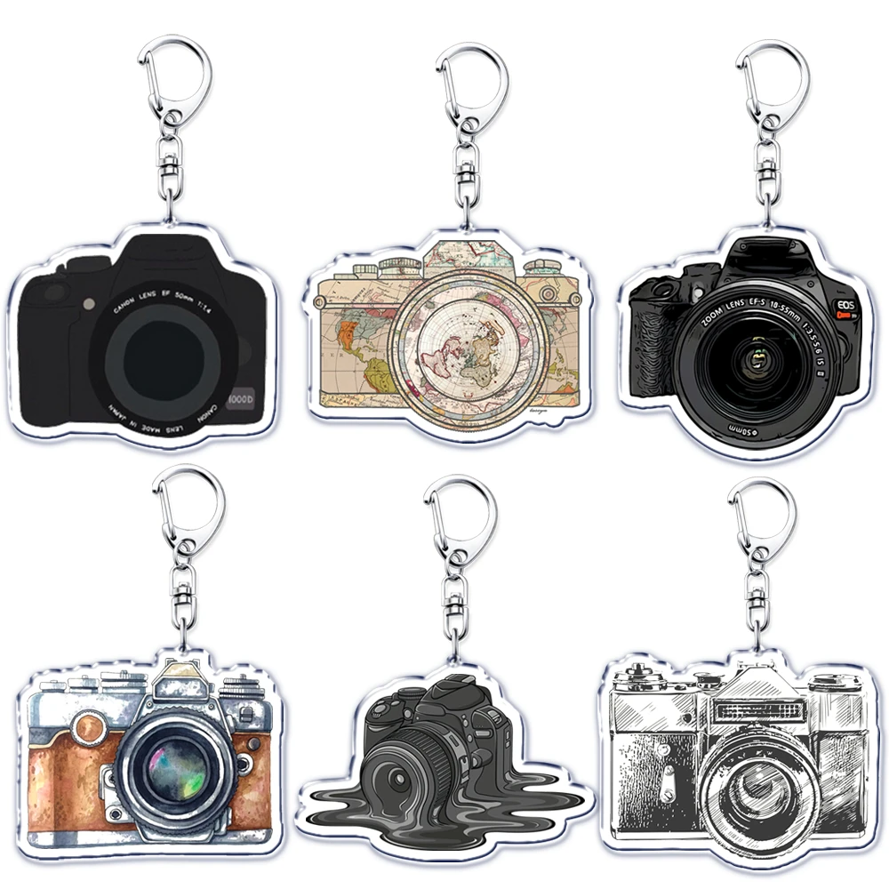 Vintage Film Camera Keychains for Accessories Bag Retro Polaroid Photographer Keyrings Jewelry Friends Fans Hipster Travel Gifts