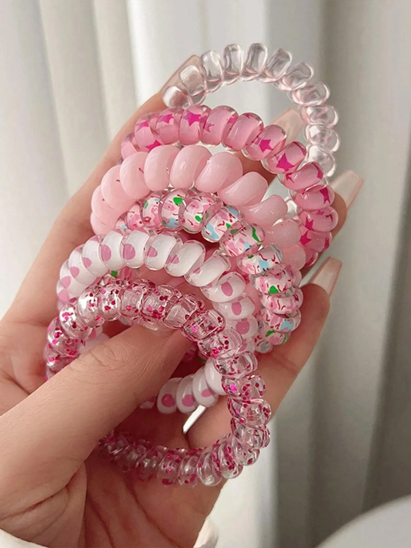 

6pcs Gradient Spiral Scrunchies Hair Ties Elastic Hair Bands For Girls' Hair Accessories