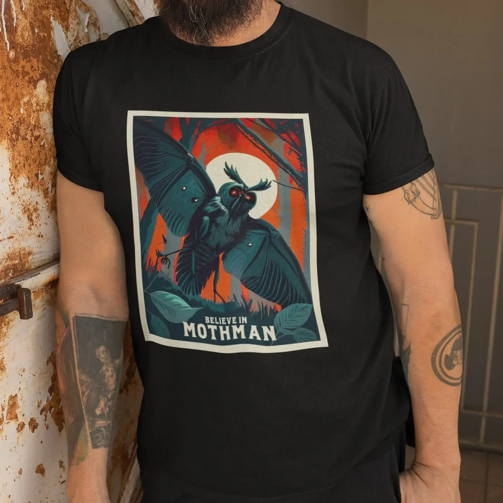 Mothman Clothing Believe in T Shirt Cryptid Monster Legend Cryptidcore  vintage Washed Top For Everyday Wear Comfortable
