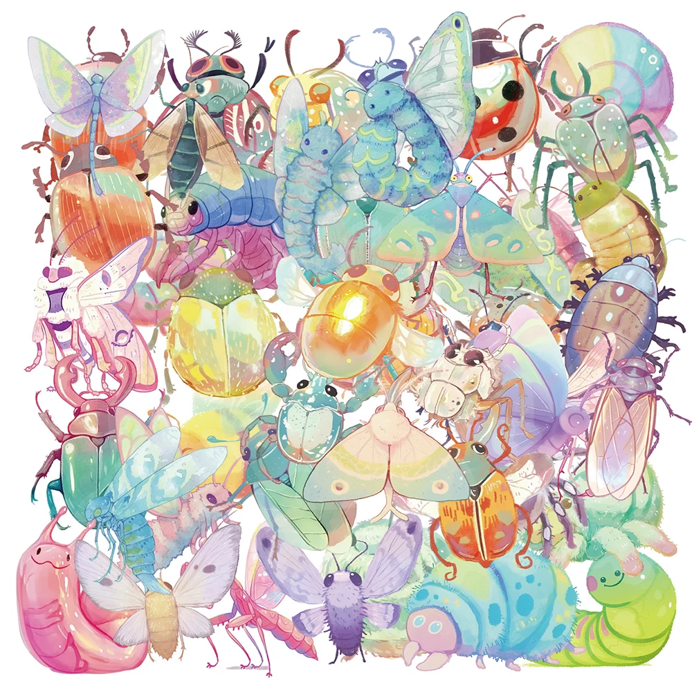 10/30/50 stücke Transparent Kawaii Tier Insekt Aufkleber Nette Candy Farbige Graffiti Aufkleber Notebook Gepäck Telefon Cartoon Aufkleber