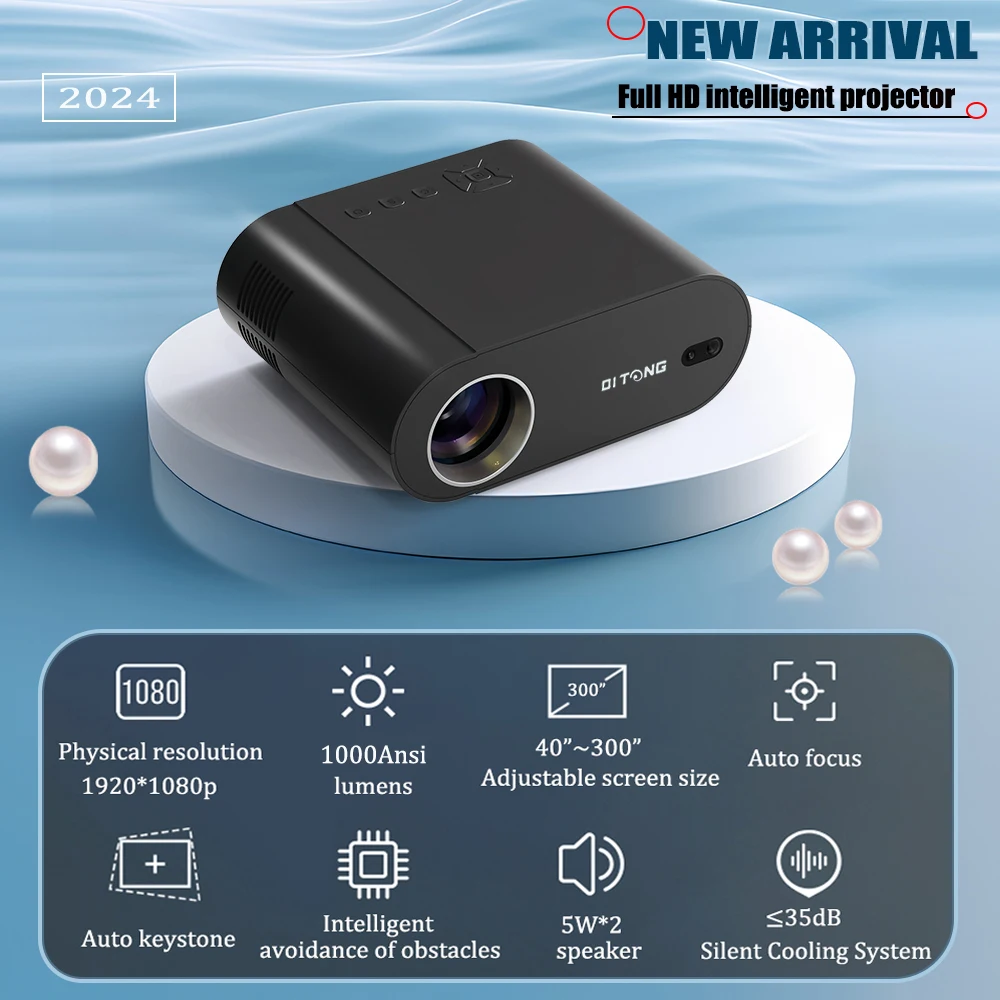 DITONG Full HD 1080P Projector 2k 4K Video 5G wifi Android Auto Focus LED 3D Portable Proyector Movie Home Theater Cinema Beam