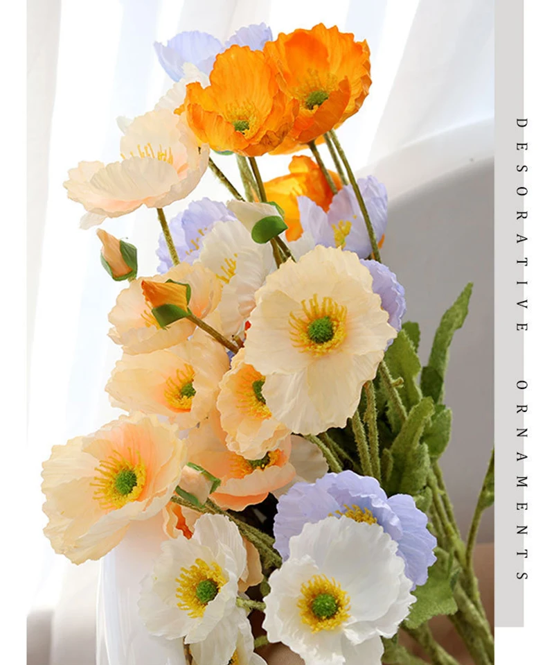 Artificial Flowers Wedding Simulation Poppies Wedding Decoration Home Decoration Ornaments Silk Flowers Flowers