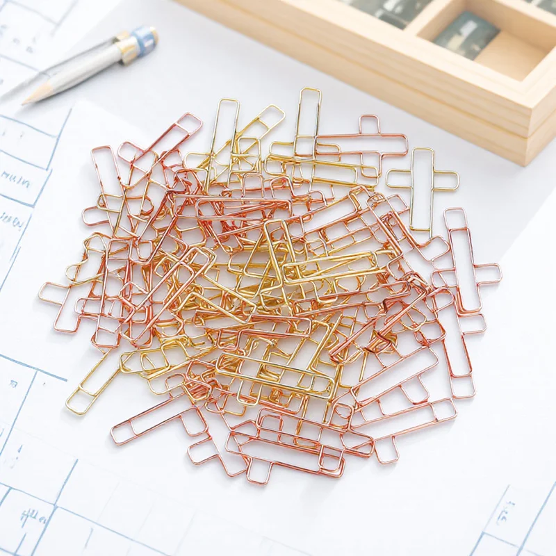 

40Pcs Cross Paper Clips Shaped Memo Clamps Office Stationery Files Document Holder Cross Paper Clips