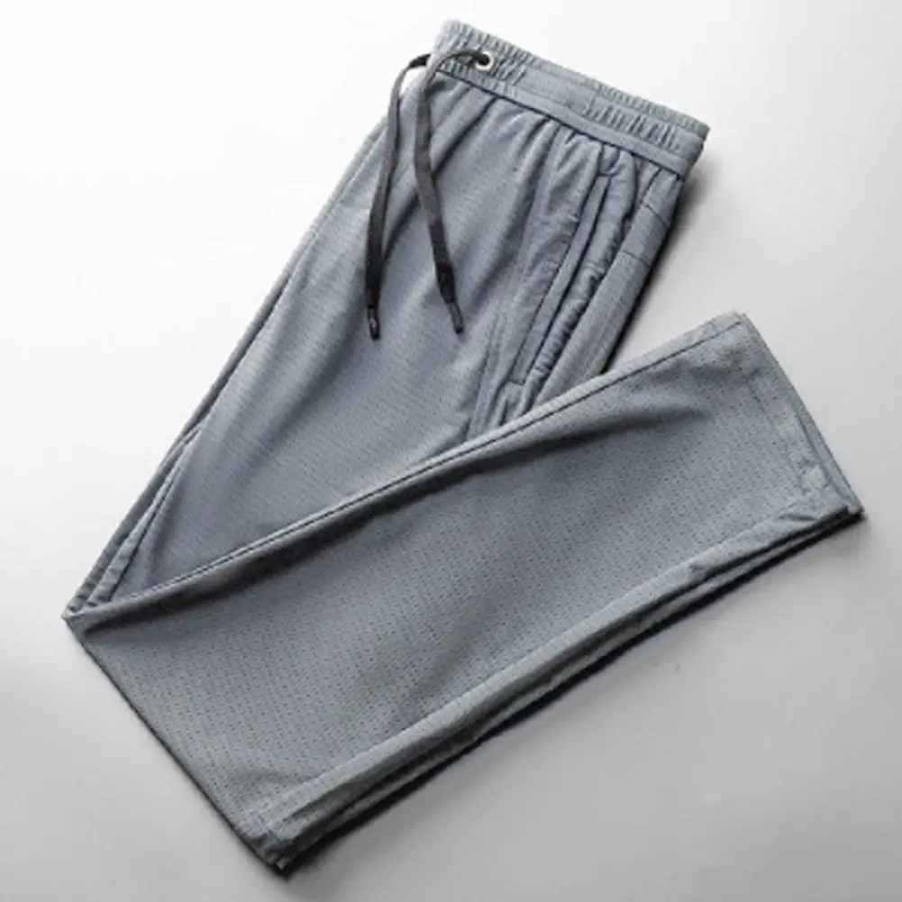 

Men Sport Pants Sweat Absorption Plus Size Zipper Pockets Mesh Men Sweatpants Loose Stretchy Summer Sweatpants Men Garment