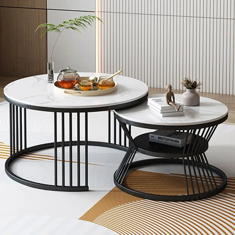 Rock slab tea table living room household small apartment Nordic tea table light luxury modern high-end rock slab tea table
