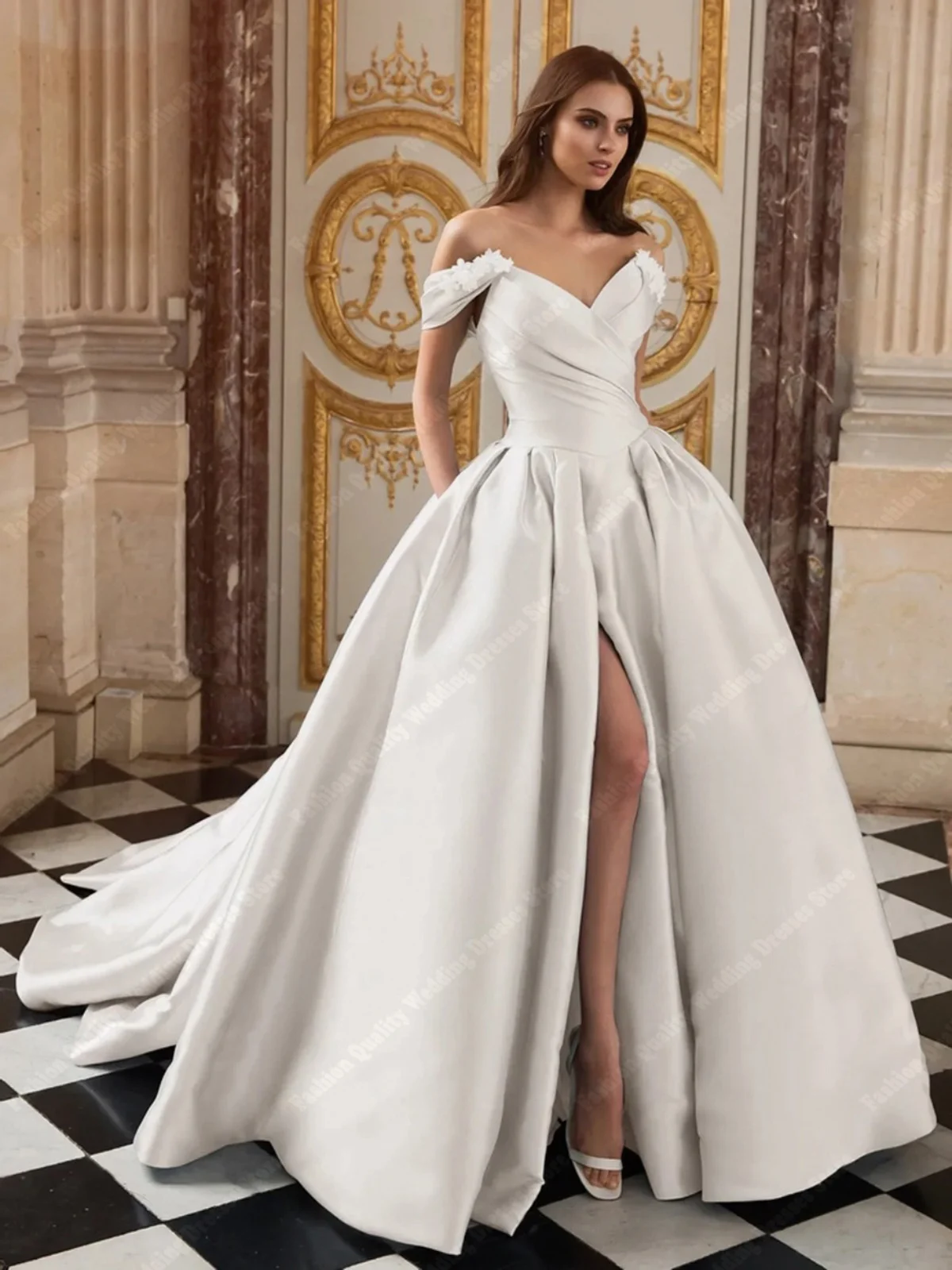 Simpe-Robe de Mariée en Satin pour Femme, Élégante, Ligne A, à Fourche Haute, pour Patients, Quelle que soit la Qualité, ixde Princesse, Éducative, 2024