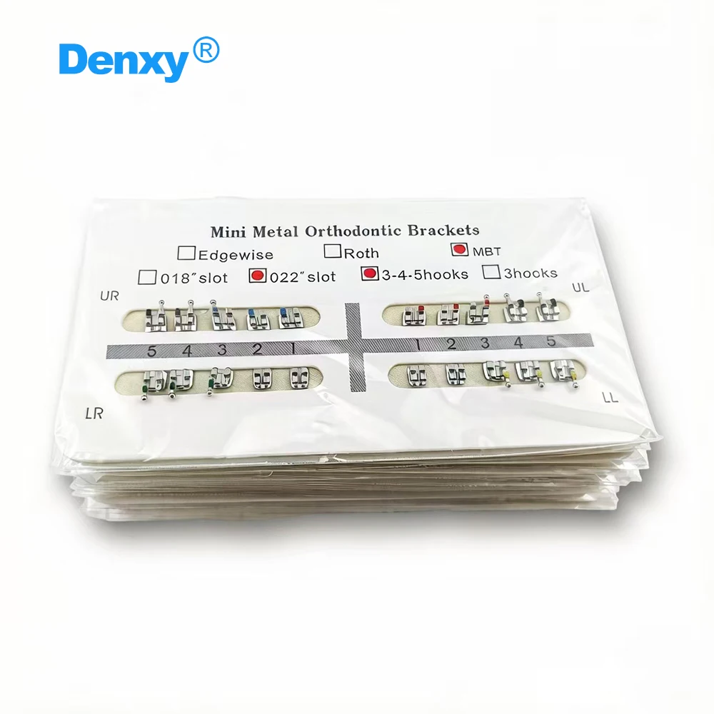 DENXY 10 Sets Mini Roth/Mbtt Zahnärztliche Kieferorthopädische Brackets MIM Metall Edelstahl Zahnspangen für Zahnarztpraxen – Detail 2