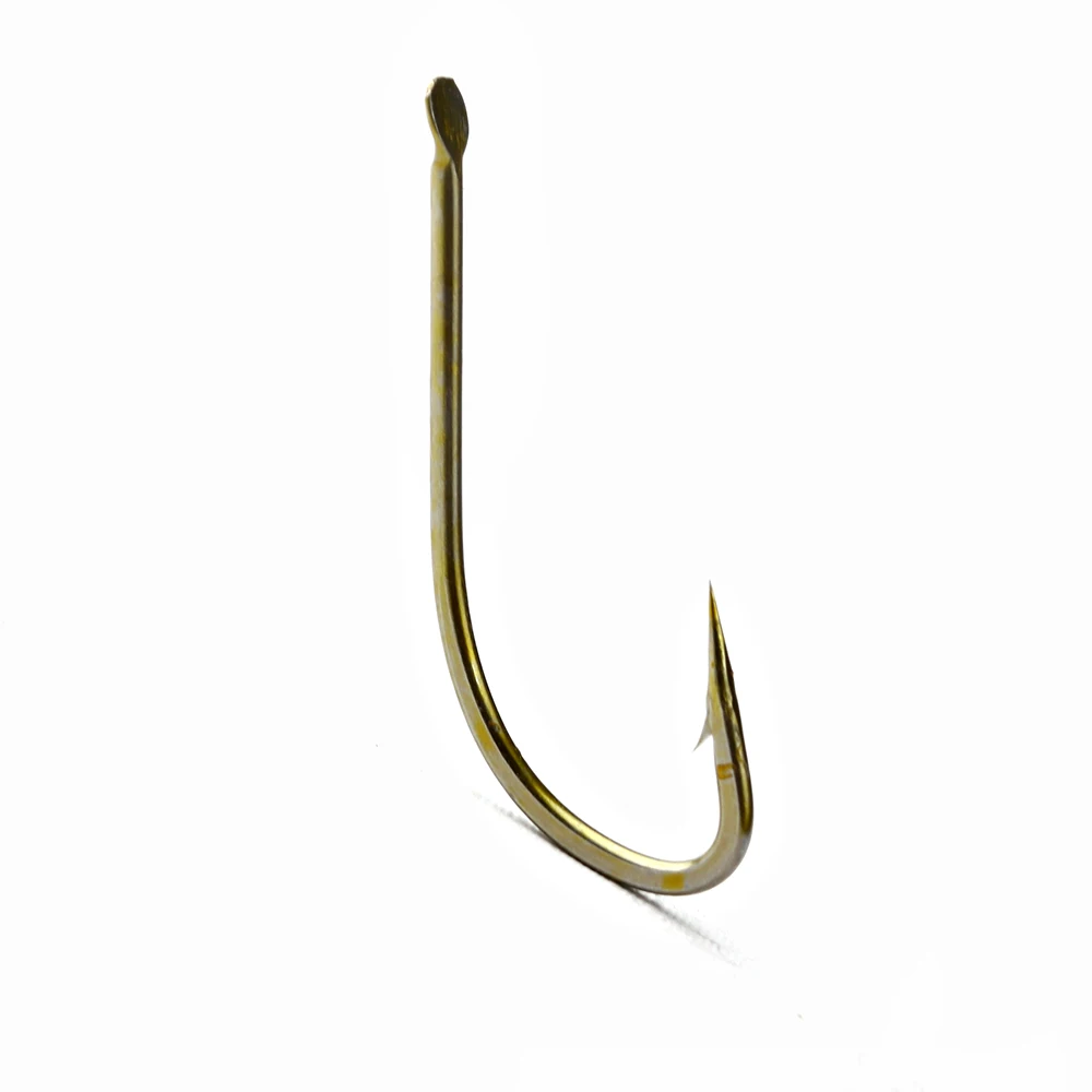 FTK Brown High Carbon Steel Barbed Fishing Hook 100Pcs/lot Size1#-10# Flatted Fishhooks for Carp Fishing Accessories