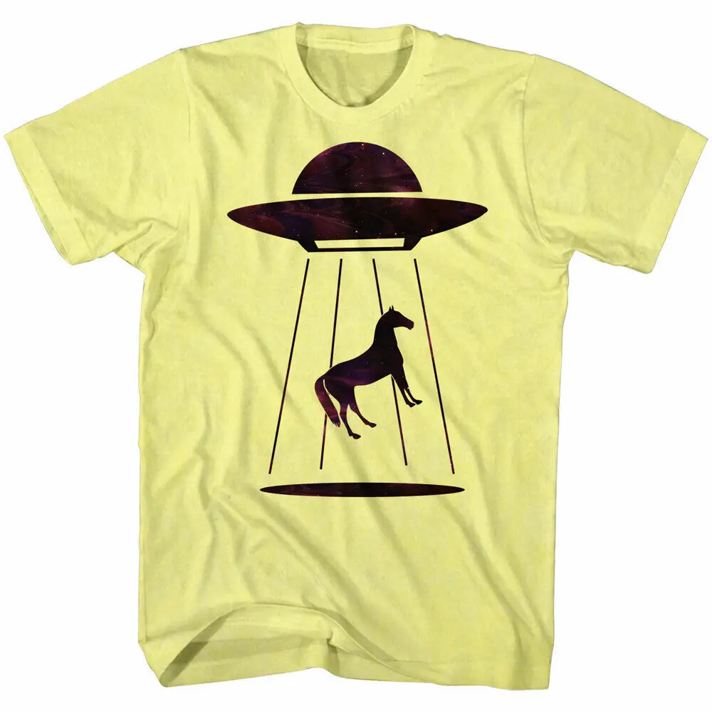 Cosmic Society Alien Abduction Mens T Shirt Space Horse Ufo Invader Top